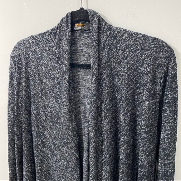 Renee C Black & Grey Open Front Cardigan | Small - Picture 3 of 7